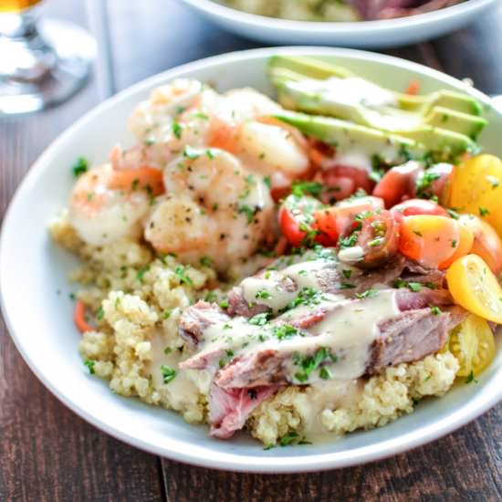 Surf and Turf Quinoa Bowls