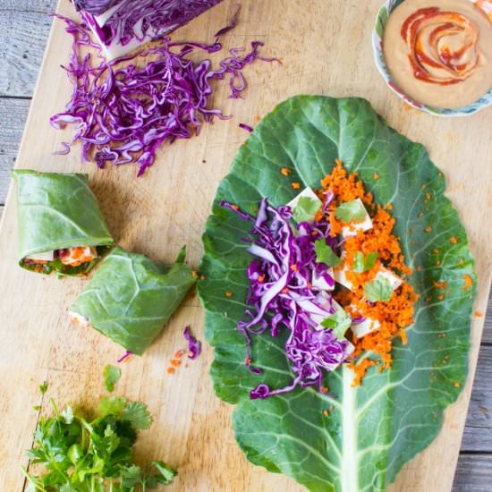 Collard Green Wraps with Tofu