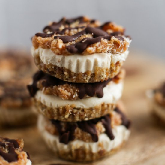 Mini Raw Samoa Cheesecakes