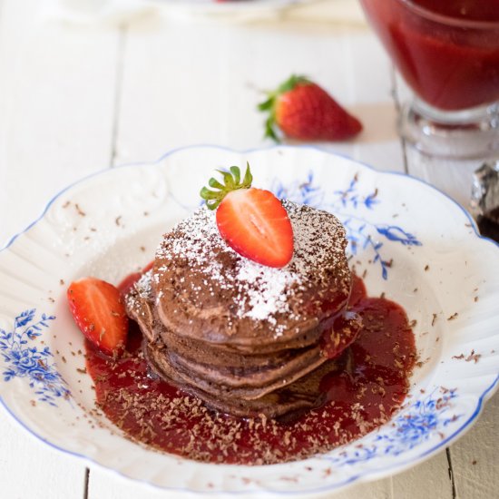 Cocoa Pancakes w/ Strawberry