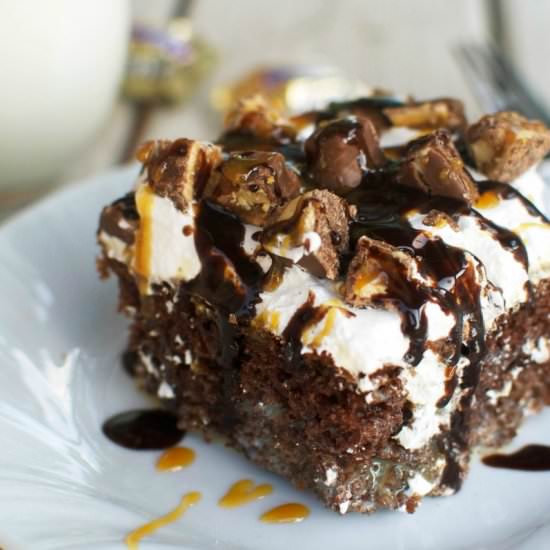 Snickers Poke Cake