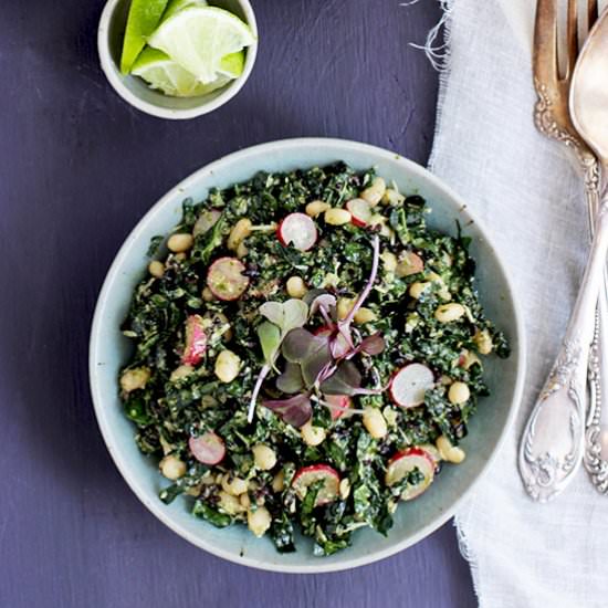 White Bean Black Rice Kale Salad