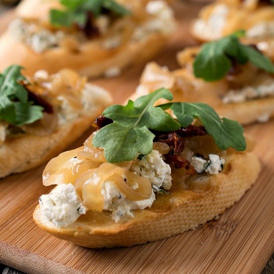 Onion Jam Crostini with Goat Cheese