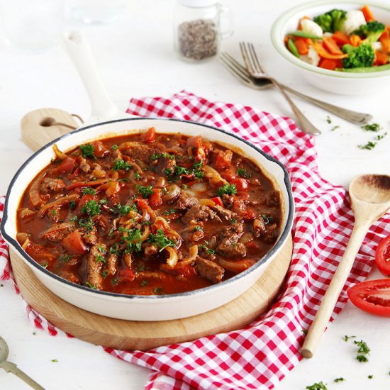 Braised Steak With Tomatoes & Onion