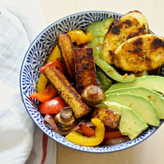 Caribbean BBQ Tofu Vegetable Bowl