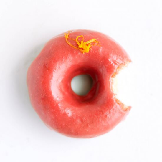 Rhubarb Orange Glazed Donuts