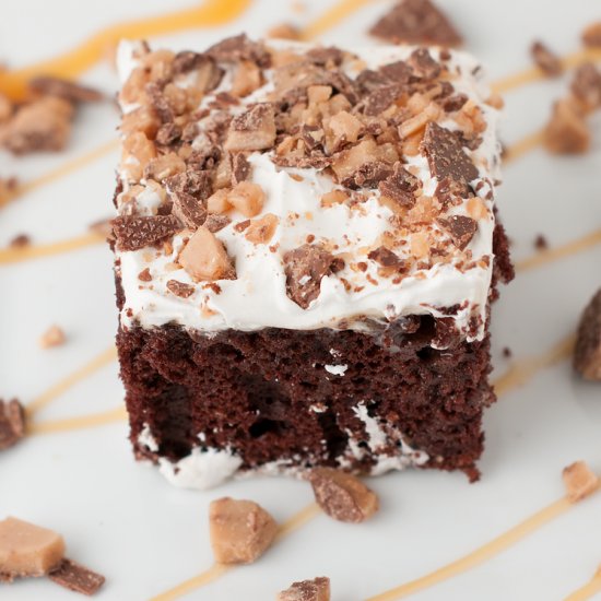 Caramel Infused Heath Bar Cake