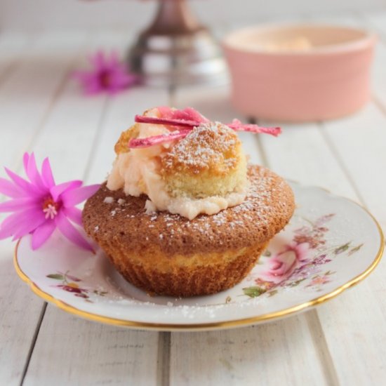 Rhubarb and Ginger Butterfly Cakes