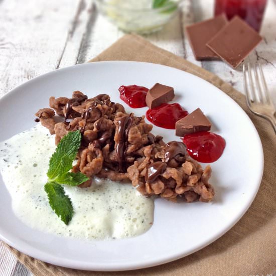 Chocolate Noodles with Mint Sauce