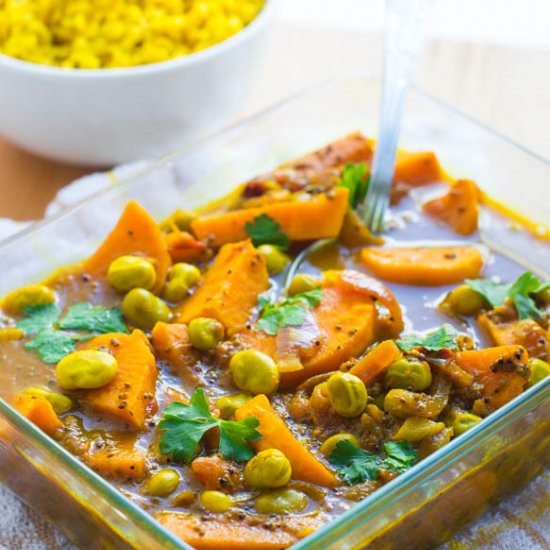 Sweet Potato and Broad Bean Curry