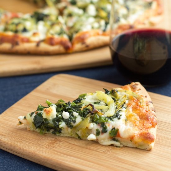 Pizza with Fennel, Spinach & Cheese