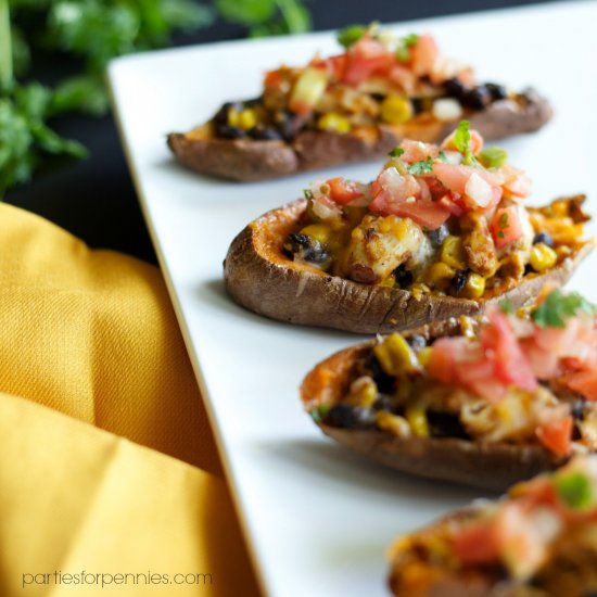 Mexican Chicken Sweet Potato Skins