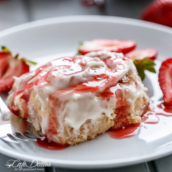 Strawberries & Cream Cinnamon Rolls