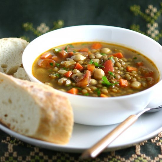 Middle Eastern Green Lentil Soup