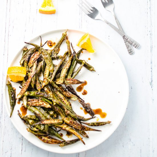 Orange Balsamic Roasted Okra