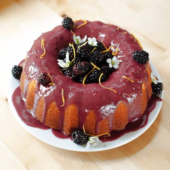 Almond Bundt with Blackberry Glaze