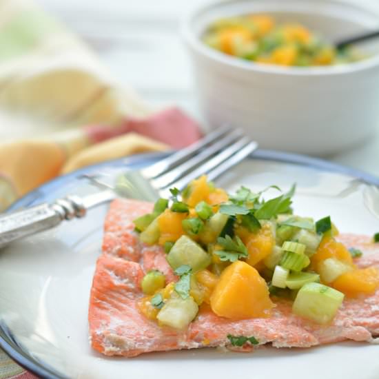 Salmon with Tomatillo and Papaya