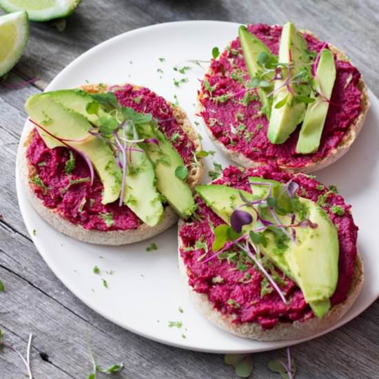 Roasted Beet Hummus Sandwich