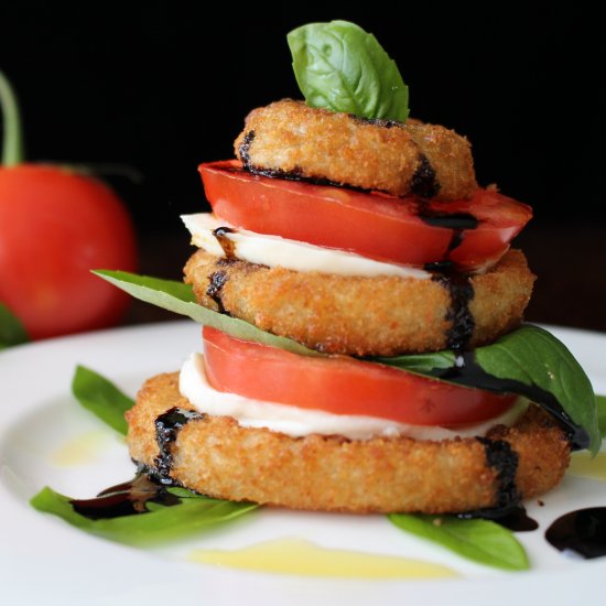 Onion Ring Caprese Salad Stacks