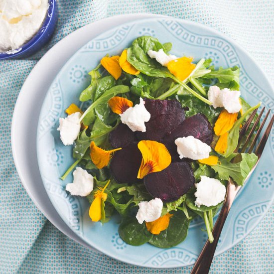 Beet, Ricotta & Flower Salad