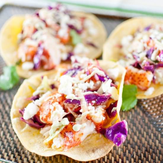 Lobster tacos with chili-lime slaw