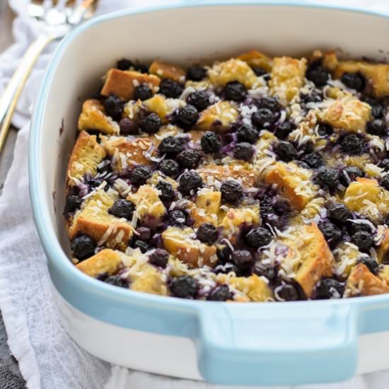 Blueberry Coconut French Toast Bake