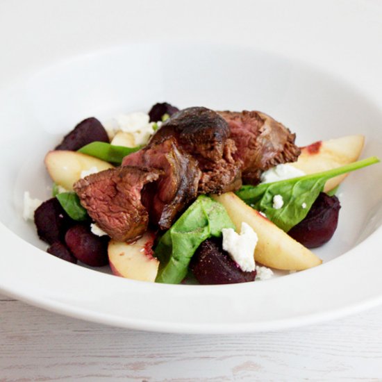 Seared Meat on Nectarine Salad