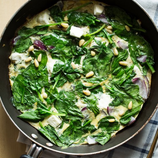 Spinach, Onion, & Feta Omelette