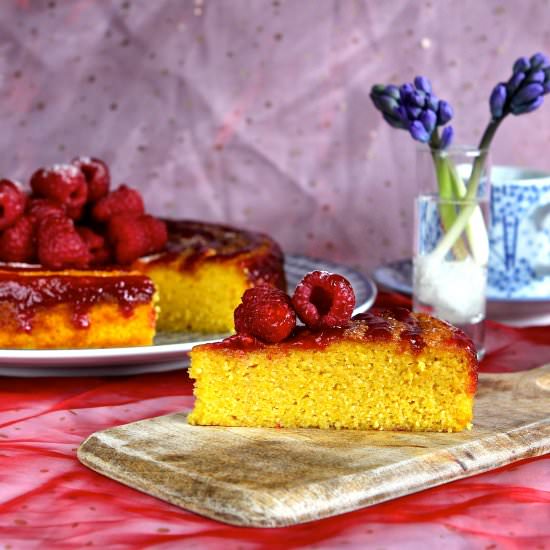 Orange Cake & Raspberry Coulis GF