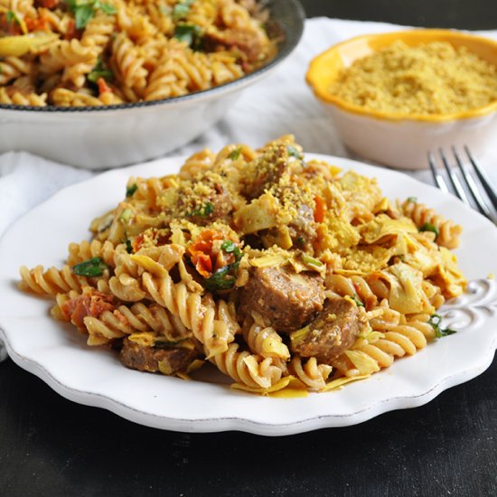 Vegan Fusilli with Sausage