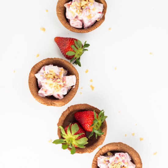 Strawberry Yogurt in Almond Cups