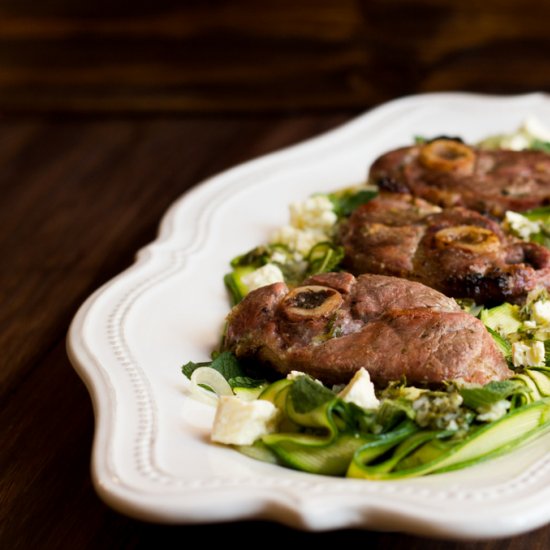 Lamb Chops with Zucchini Salad