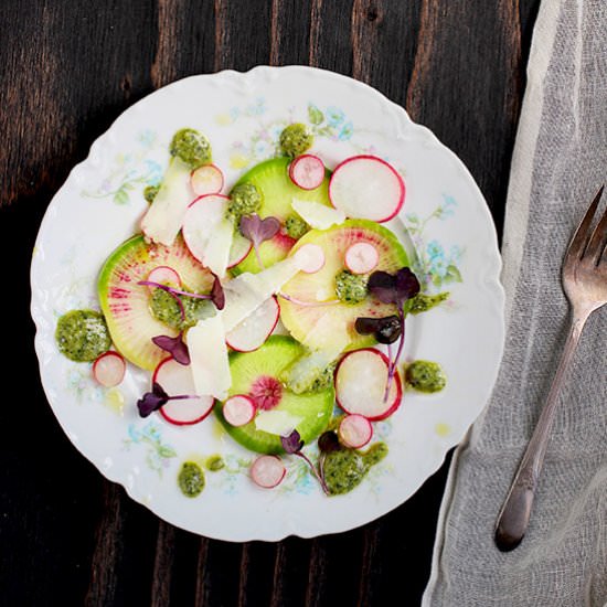 Radish Salad with Lemon Thyme Pesto