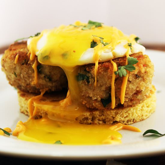 Crab Cake w. Egg & Cornmeal Pancake