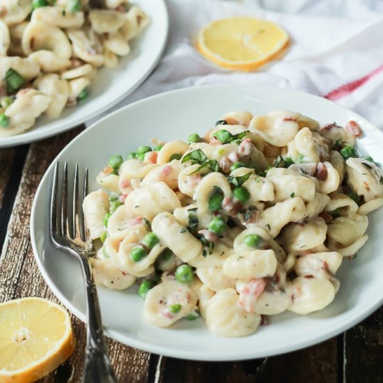 Pancetta Sweet Pea Orecchiette Pasta