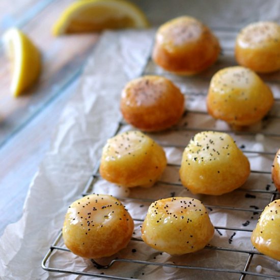 Lemon Poppy Seed Glazed Cake Bites