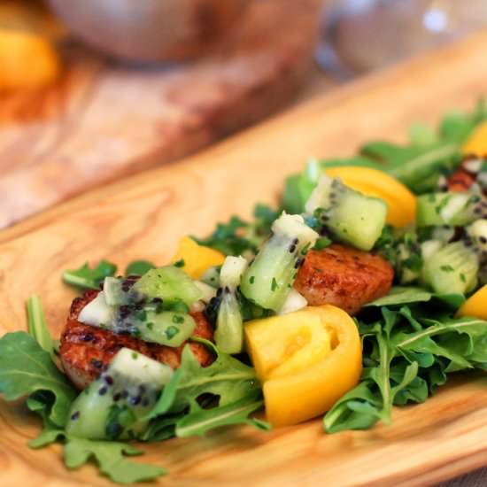 Pan Sear Scallops with Kiwi Salsa