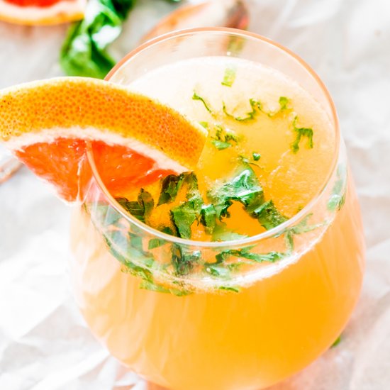 Red Grapefruit and Basil Mimosas