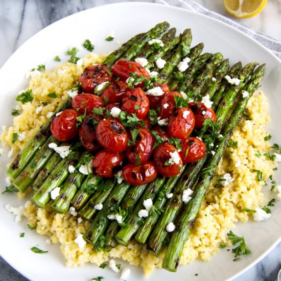 Millet with Asparagus and Tomatoes