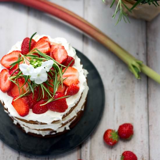 Strawberry Rhubarb Layer Cake