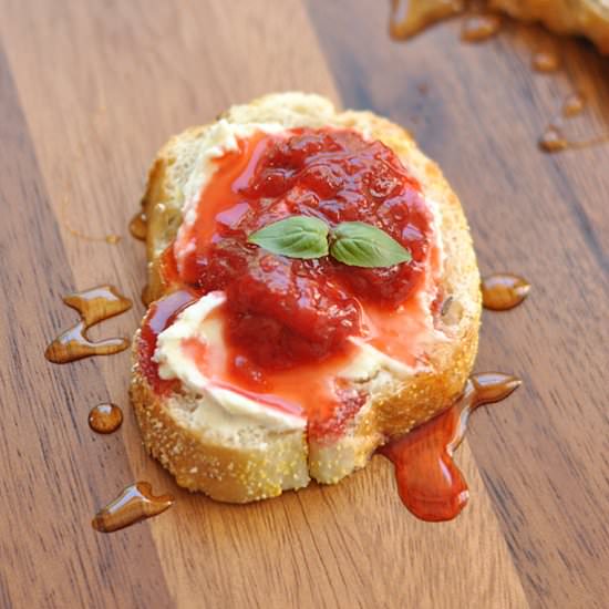 Strawberry Honey Goat Cheese Toasts