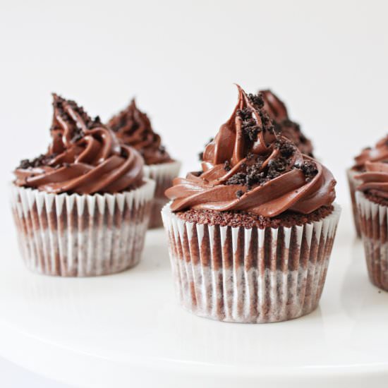 Oreo Chocolate Cupcakes with Ganache