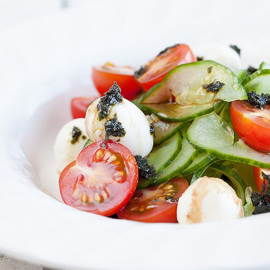 Spiral Cucumber Mozzarella Salad