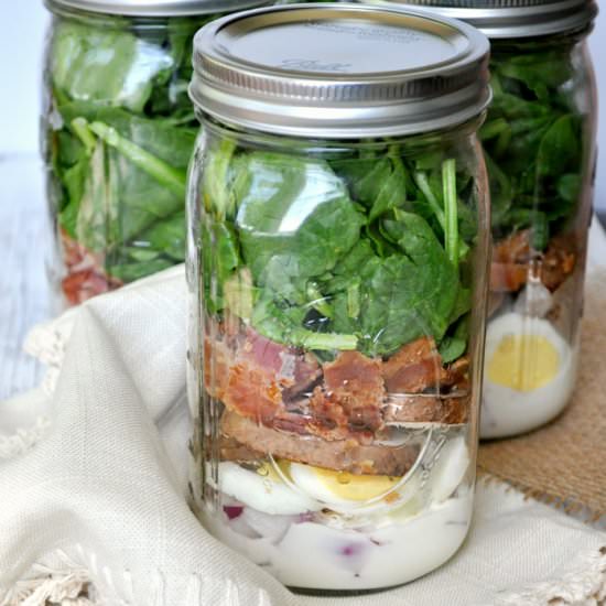 Spinach and Bacon Mason Jar Salads