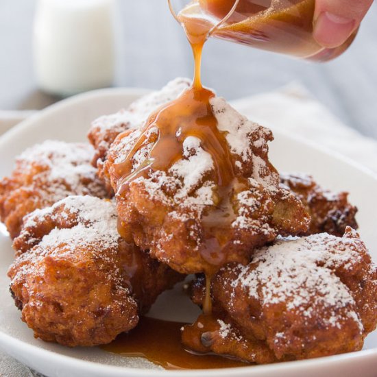 Banana Fritters with Caramel Sauce