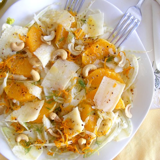 Ensalada de bacalao, hinojo y naran