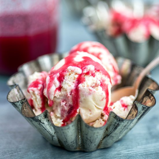 Rhubarb & Raspberry Ice Cream