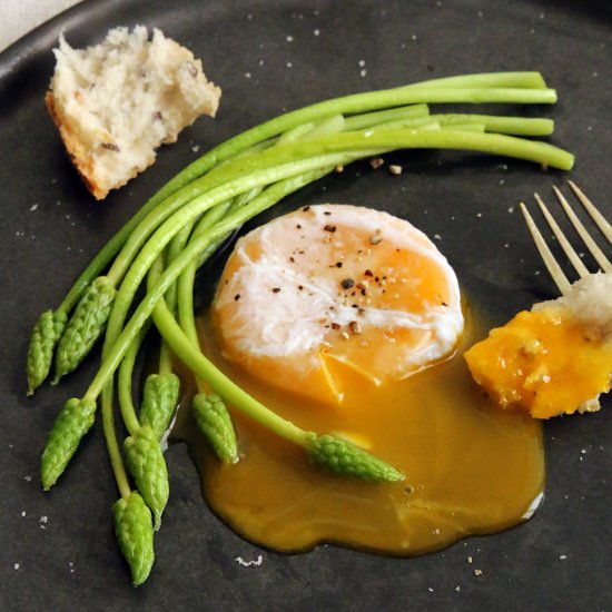 Wild Asparagus with Soft Egg