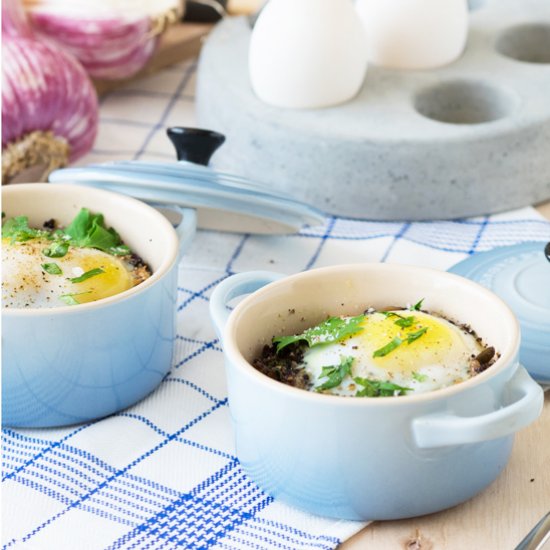 Duck Eggs in Cocotte with Quinoa