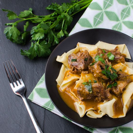 Barbecued Oxtails w/ Buttered Pasta